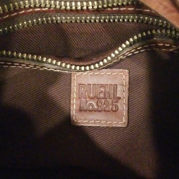 RUEHL Genuine Leather Brown Purse Handbag Shoulder Zip Button - Picture 8 of 8